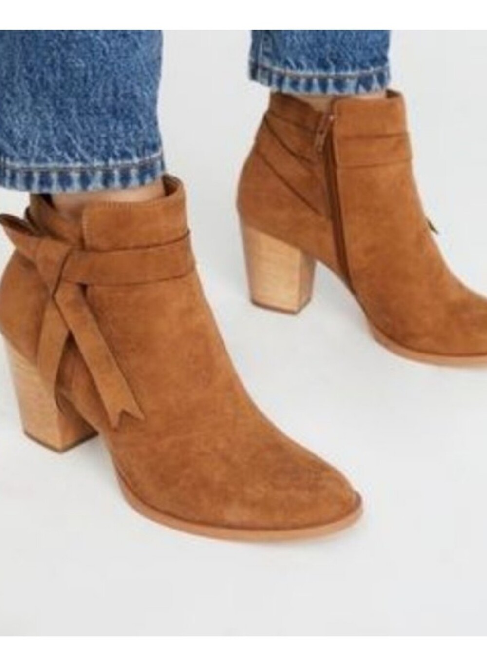 Free People x Faryl Robin Alameda Faux Suede Ankle Boots with Side Bow